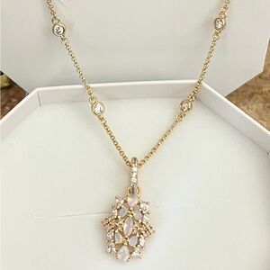 BP NK51795 Extra Is Always Welcome Moonstone on Gold Necklace